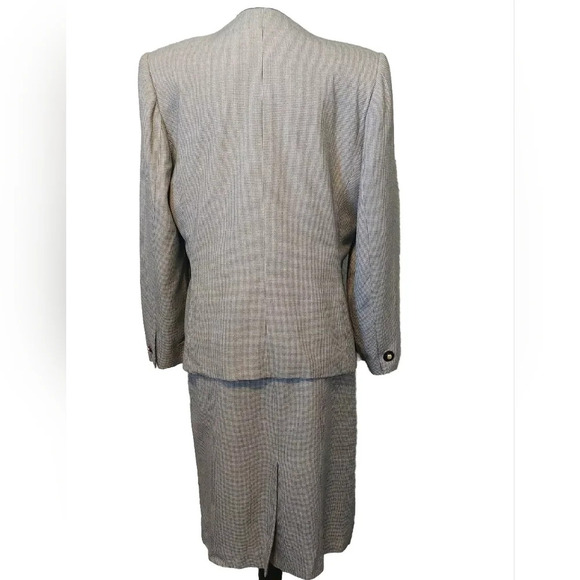Vintage Houndstooth skirt suit Button Accent Lined 12 90s Y2K Academia Retro - Picture 4 of 9